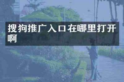 搜狗推广入口在哪里打开啊