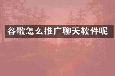谷歌怎么推广聊天软件呢