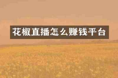 花椒直播怎么赚钱平台
