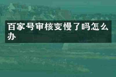 百家号审核变慢了吗怎么办