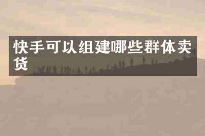 快手可以组建哪些群体卖货