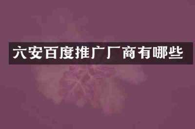 六安百度推广厂商有哪些