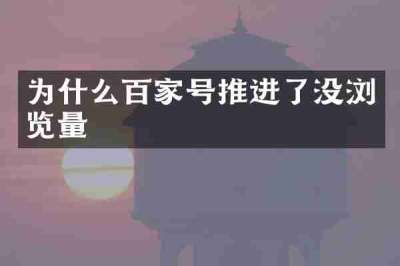 为什么百家号推进了没浏览量
