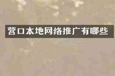 营口本地网络推广有哪些