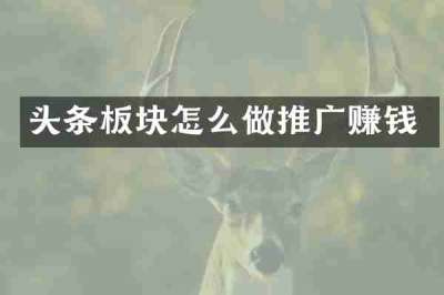 头条板块怎么做推广赚钱