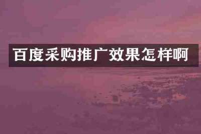 百度采购推广效果怎样啊