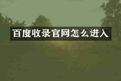百度收录官网怎么进入
