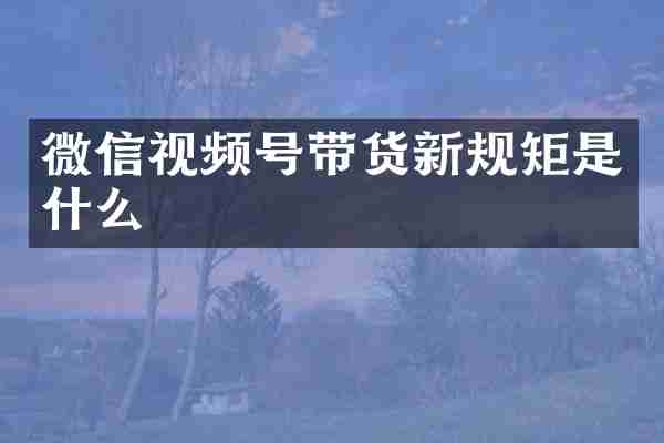 微信视频号带货新规矩是什么