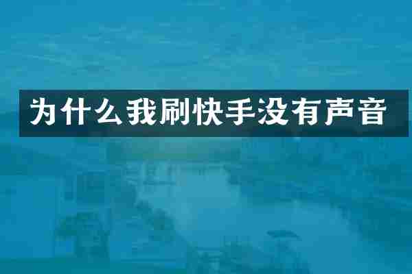 为什么我刷快手没有声音