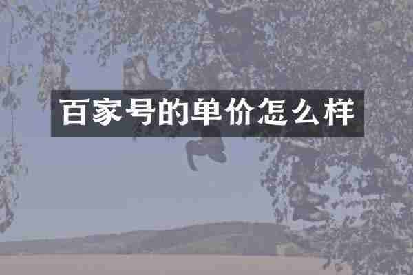 百家号的单价怎么样