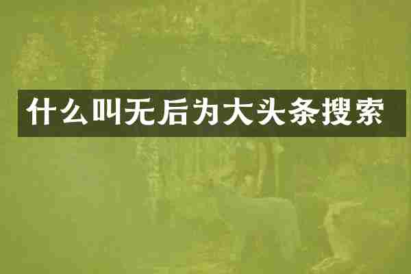 什么叫无后为大头条搜索