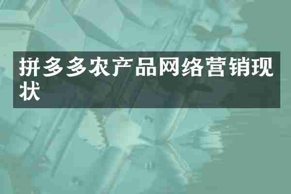 拼多多农产品网络营销现状