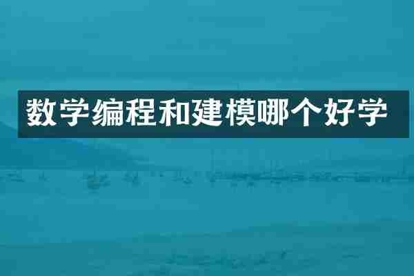 数学编程和建模哪个好学