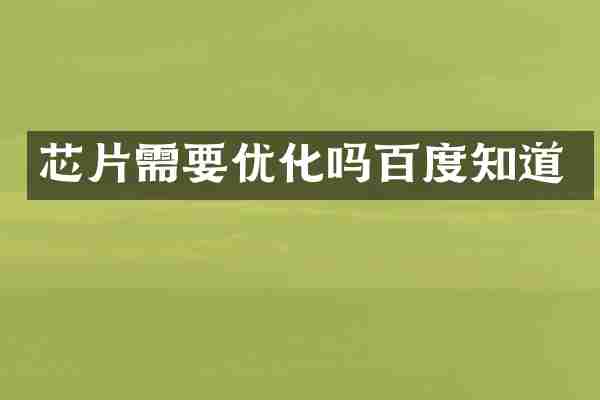 芯片需要优化吗百度知道