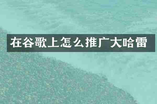 在谷歌上怎么推广大哈雷