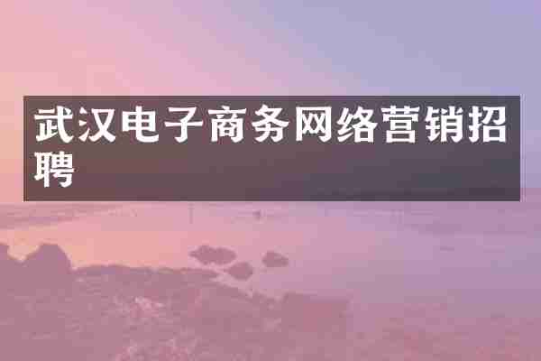 武汉电子商务网络营销招聘