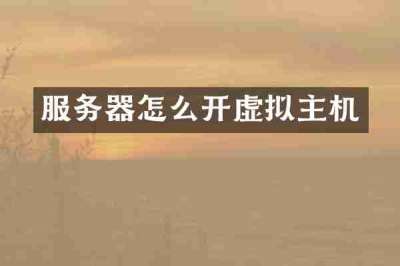 服务器怎么开虚拟主机