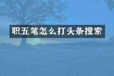 职五笔怎么打头条搜索