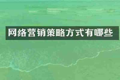 网络营销策略方式有哪些