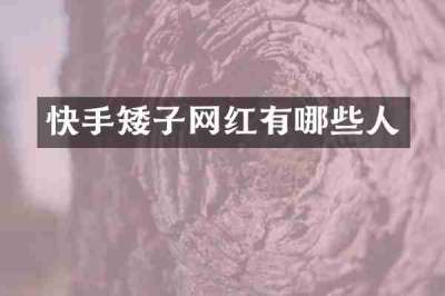 快手矮子网红有哪些人