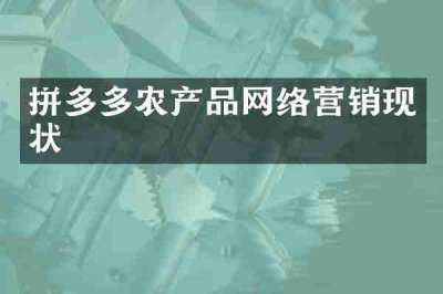 拼多多农产品网络营销现状