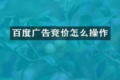 百度广告竞价怎么操作