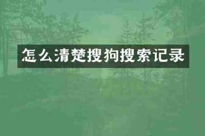 怎么清楚搜狗搜索记录