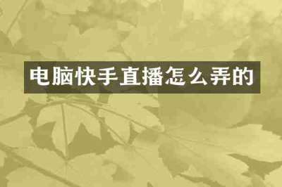 电脑快手直播怎么弄的