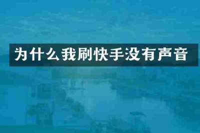 为什么我刷快手没有声音