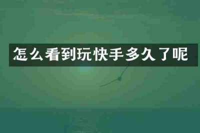 怎么看到玩快手多久了呢