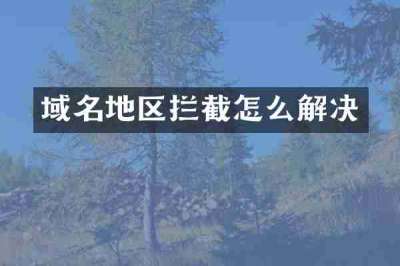 域名地区拦截怎么解决