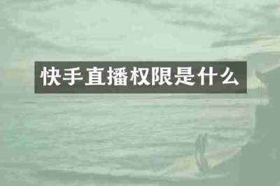 快手直播权限是什么