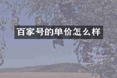 百家号的单价怎么样