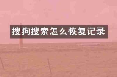 搜狗搜索怎么恢复记录