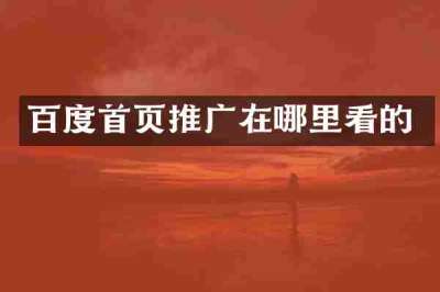 百度首页推广在哪里看的