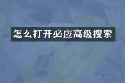 怎么打开必应高级搜索