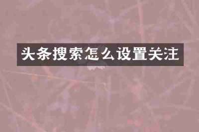 头条搜索怎么设置关注