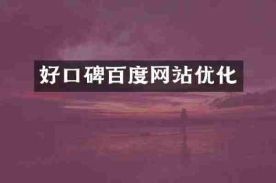 好口碑百度网站优化