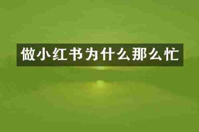做小红书为什么那么忙