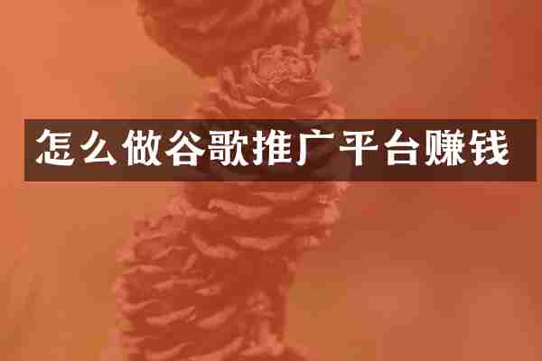 怎么做谷歌推广平台赚钱