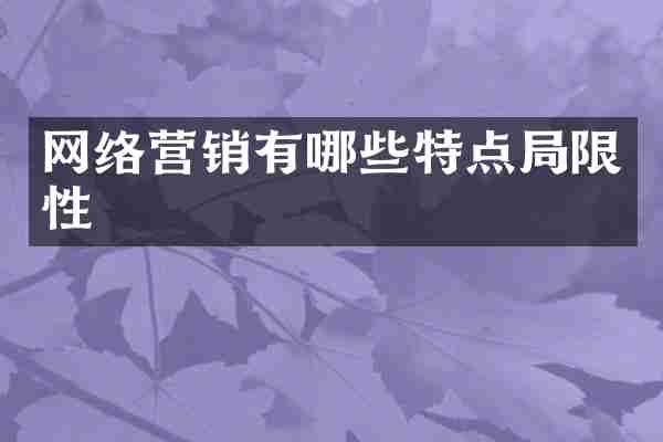 网络营销有哪些特点局限性