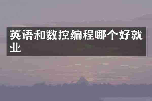 英语和数控编程哪个好就业