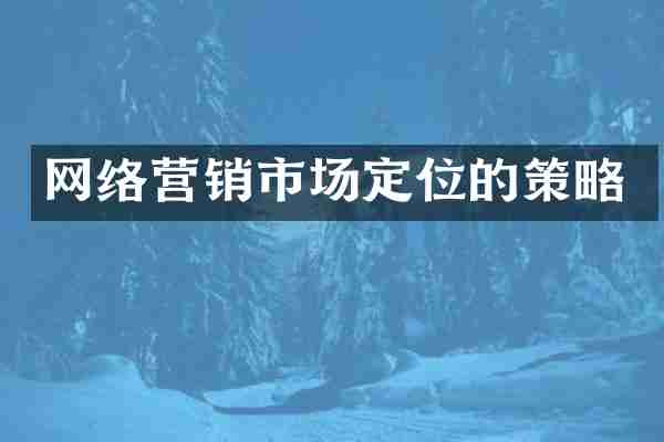 网络营销市场定位的策略