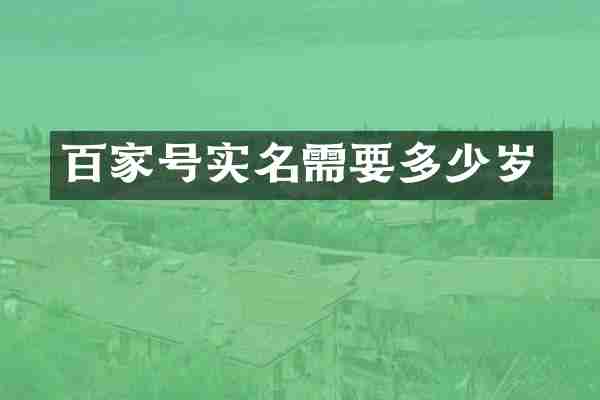 百家号实名需要