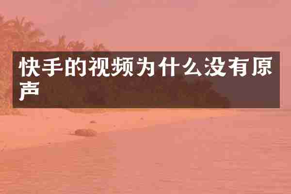 快手的视频为什么没有原声