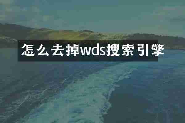 怎么去掉wds搜索引擎
