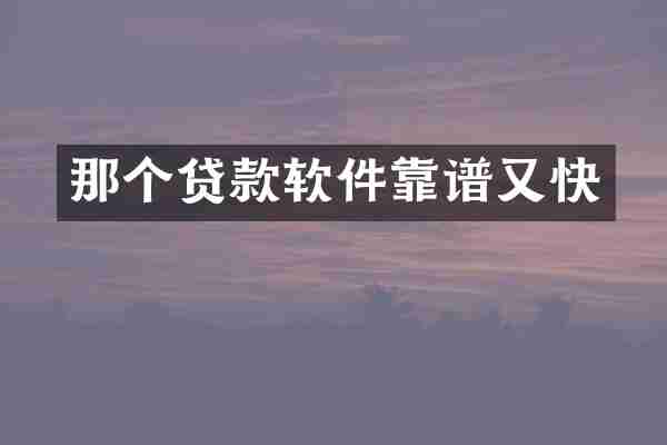 那个贷款软件靠谱又快