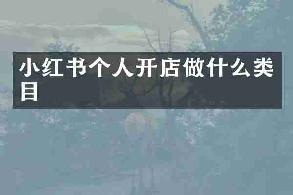 小红书个人开店做什么类目