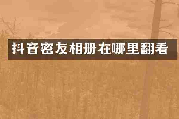 抖音密友相册在哪里翻看