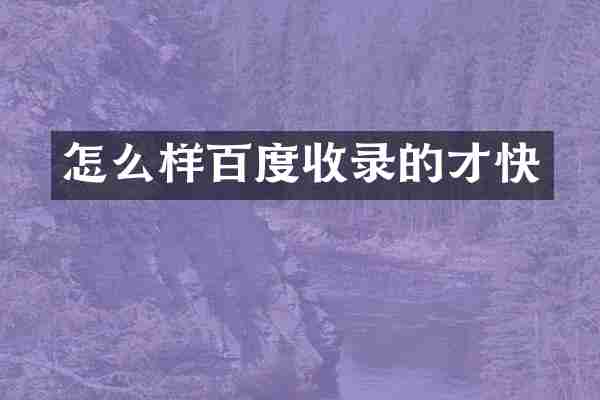 怎么样百度收录的才快
